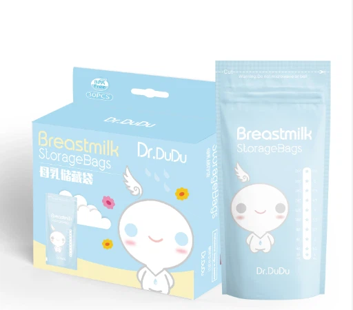 اپنی مرضی کے مطابق پرنٹ شدہ پلاسٹک اسٹینڈ اپ پیکیجنگ دوبارہ قابل استعمال پالتو جانور/پی بی پی اے فری بریسٹ ملک اسٹوریج بیگز